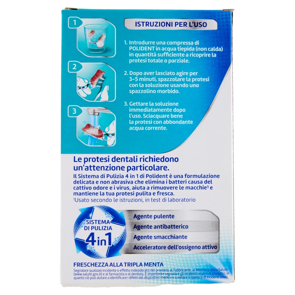 Polident Pulitore Quotidiano 3 Minuti Igiene della Protesi Dentale Pulizia Profonda 36 Compresse